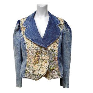 VTG 80s Jean Vaughn Designs denim tapestry jacket
